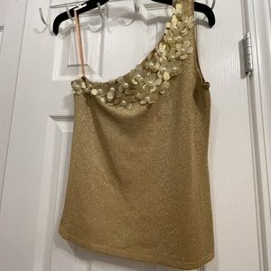 One strap shiny gold blouse